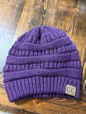 C.C Purple Knit Cable Beanie